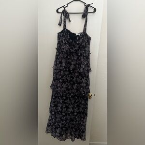 ASTR The Label Mellorie Dress in Navy & Grey Floral Size XL